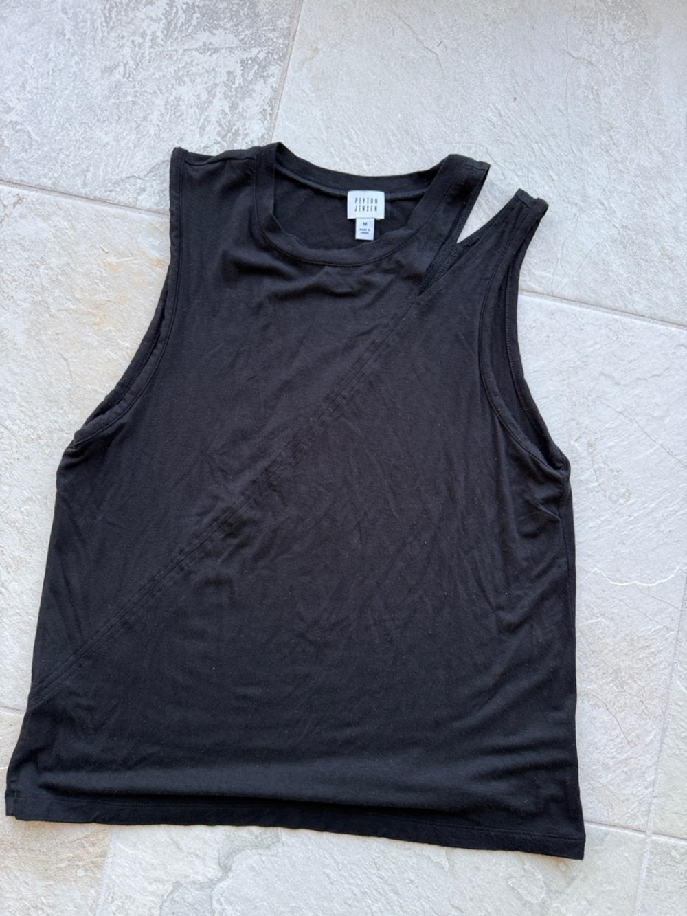 Modern Black Asymmetric Tank Top - FRAME